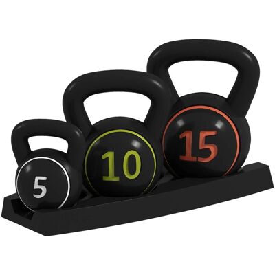 Aosom - Kettlebell Set 3pc - 2,2-4,5-6,8 kg - Schwarz - Kettlebell set Aosom - Kettlebell Set 3pc - 2,2-4,5-6,8 kg - Schwarz - Kettlebell set