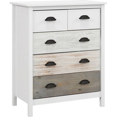 Mueble de Almacenamiento Blanco HOMCOM con 5 Cajones - Dormitorio y Sala de Estar Mueble de Almacenamiento Blanco HOMCOM con 5 Cajones - Dormitorio y Sala de Estar