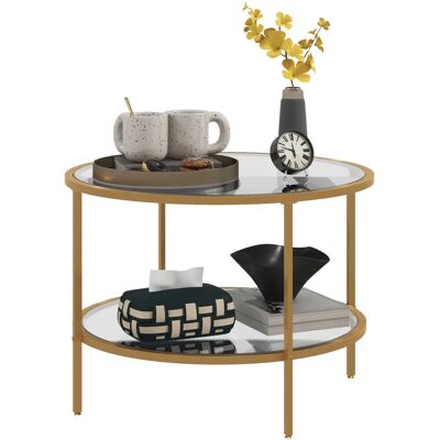 HOMCOM - Beistelltisch Rund Couchtisch mit Ablage - Ø60 x 43 cm - Coffee table HOMCOM - Beistelltisch Rund Couchtisch mit Ablage - Ø60 x 43 cm - Coffee table