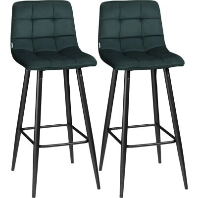 HOMCOM - 2er-Set Barhocker - Grün - Samt - Barstool HOMCOM - 2er-Set Barhocker - Grün - Samt - Barstool