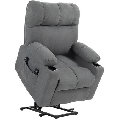 HOMCOM TV-Sessel mit Aufstehfunktion - Grau - 135° Neigung - 8 Massagepunkte - Relaxsessel mit Aufstehfunktion HOMCOM TV-Sessel mit Aufstehfunktion - Grau - 135° Neigung - 8 Massagepunkte - Relaxsessel mit Aufstehfunktion