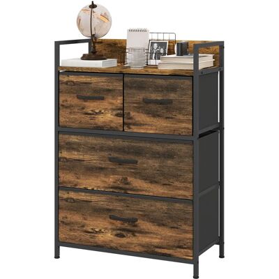 HOMCOM - 4-faltbare Stoffschubladen - Industrial Design - Stahlrahmen Rustikal-Braun - Chest of drawers HOMCOM - 4-faltbare Stoffschubladen - Industrial Design - Stahlrahmen Rustikal-Braun - Chest of drawers