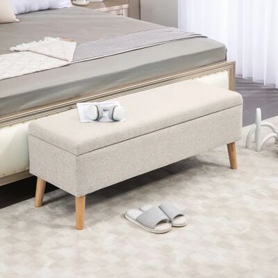 Panca beige stile lino HOMCOM - Seduta per letto e corridoio Panca beige stile lino HOMCOM - Seduta per letto e corridoio