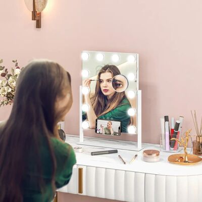 HOMCOM Valkoinen 10X Suurennos Hollywood Meikkipeili HOMCOM Valkoinen 10X Suurennos Hollywood Meikkipeili
