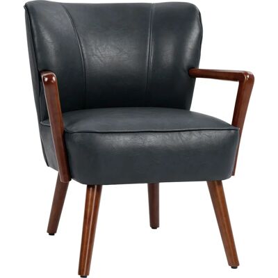 HOMCOM - Polsterstuhl - Schwarz - Kunstleder - Armchair HOMCOM - Polsterstuhl - Schwarz - Kunstleder - Armchair