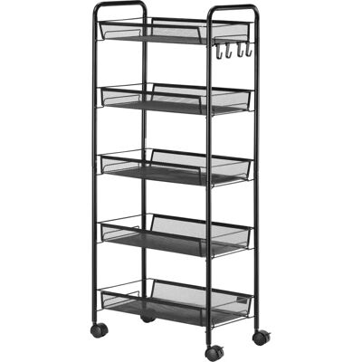 HOMCOM Palvelukärry 4 tasoa - 5 kori - Musta - Teräs - serving trolley HOMCOM Palvelukärry 4 tasoa - 5 kori - Musta - Teräs - serving trolley