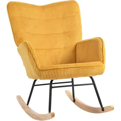 HOMCOM Fauteuil Jaune - Siège à Balancelle avec Base en Bois - Publicité HOMCOM Fauteuil Jaune - Siège à Balancelle avec Base en Bois - Publicité