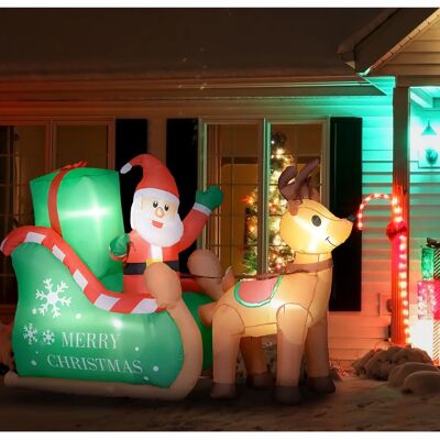 Outsunny - Weihnachtsmann auf Schlitten - LEDs - Aufblasbare Deko Outsunny - Weihnachtsmann auf Schlitten - LEDs - Aufblasbare Deko