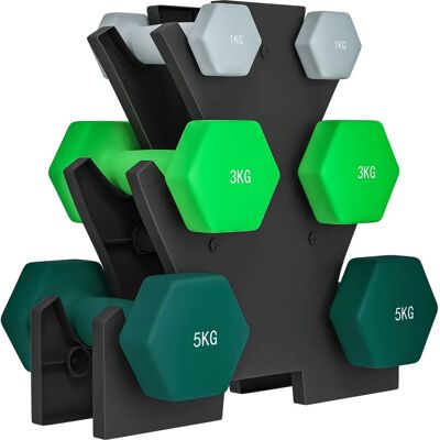SPORTNOW Hanteln Set - Hexagon, 1kg-5kg, mit Ständer, Fitness SPORTNOW Hanteln Set - Hexagon, 1kg-5kg, mit Ständer, Fitness