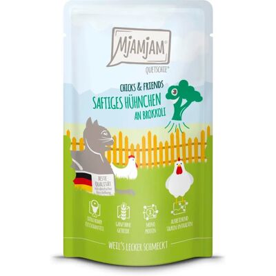 MjAMjAM Chat - Poulets & Amis poulet et brocoli - Sachet 12 x 125 g MjAMjAM Chat - Poulets & Amis poulet et brocoli - Sachet 12 x 125 g