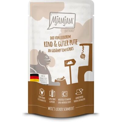 MjAMjAM Chat DUO Boeuf & Dinde - Courge Vapeur - 12x125 g MjAMjAM Chat DUO Boeuf & Dinde - Courge Vapeur - 12x125 g