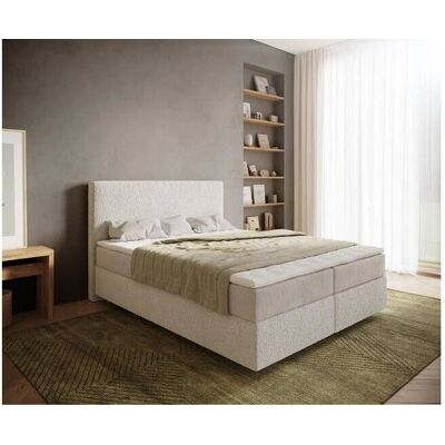 DELIFE Boxspringbett Dream-Well 160x200 cm Bouclé Creme-Weiß mit Matratze & Topper DELIFE Boxspringbett Dream-Well 160x200 cm Bouclé Creme-Weiß mit Matratze & Topper