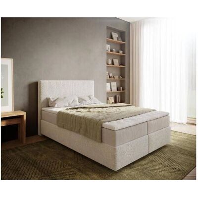 DELIFE Boxspringbett Dream-Well 140x200 cm Bouclé Creme-Weiß mit Matratze & Topper DELIFE Boxspringbett Dream-Well 140x200 cm Bouclé Creme-Weiß mit Matratze & Topper