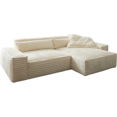 DELIFE Ecksofa Sirpio XL - Tiefe Plüschcord Beige - Relaxen DELIFE Ecksofa Sirpio XL - Tiefe Plüschcord Beige - Relaxen