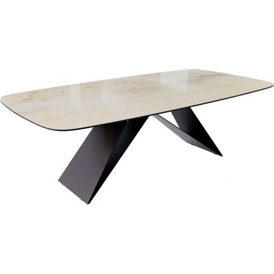 DELIFE Edge 240x120 Oval Esstisch - Keramik Iris Onice Oro V-Beine DELIFE Edge 240x120 Oval Esstisch - Keramik Iris Onice Oro V-Beine