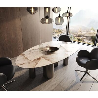 DELIFE - Edge Oval 220x120 - Keramik - Stahl - Esstisch DELIFE - Edge Oval 220x120 - Keramik - Stahl - Esstisch