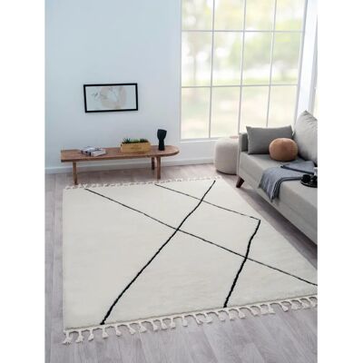 MYFLAIR Moroccan Signature Teppich - 190x240cm, Schwarz-Weiß MYFLAIR Moroccan Signature Teppich - 190x240cm, Schwarz-Weiß