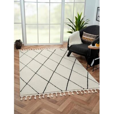 MYFLAIR MÖBEL & ACCESSOIRES Moroccan Diamond - Teppich - Weiß/Schwarz - 100x200cm MYFLAIR MÖBEL & ACCESSOIRES Moroccan Diamond - Teppich - Weiß/Schwarz - 100x200cm