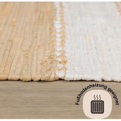 MYFLAIR MÖBEL & ACCESSOIRES Karim Handgewebter Recycelter Baumwollteppich - Beige/Weiß - Teppich MYFLAIR MÖBEL & ACCESSOIRES Karim Handgewebter Recycelter Baumwollteppich - Beige/Weiß - Teppich