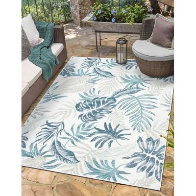 MYFLAIR Reef Outdoor Teppich - Wendeteppich, Blaues Blättermuster - 200x300cm MYFLAIR Reef Outdoor Teppich - Wendeteppich, Blaues Blättermuster - 200x300cm