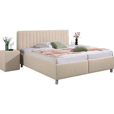 Beiges Polsterbett mit Stauraum - Bett Beiges Polsterbett mit Stauraum - Bett