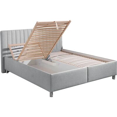 MAINTAL Kieferwald Graues Polsterbett - Bett mit Stauraum, 180x200cm MAINTAL Kieferwald Graues Polsterbett - Bett mit Stauraum, 180x200cm