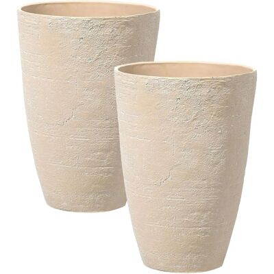 Beliani Pflanzgefäße - Beige Stein - 43x60x43cm Indoor Outdoor Beliani Pflanzgefäße - Beige Stein - 43x60x43cm Indoor Outdoor