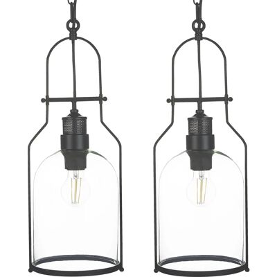 Beliani Setti 2 Mustaa Metallipöytävalaisinta - 18x166x18 cm Retro Kattoon Asennettava Beliani Setti 2 Mustaa Metallipöytävalaisinta - 18x166x18 cm Retro Kattoon Asennettava