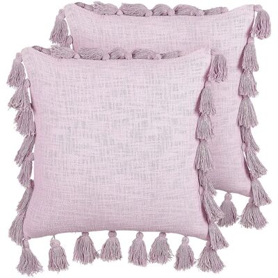 Beliani Baumwoll Pink Quasten Kissen - Kissen Beliani Baumwoll Pink Quasten Kissen - Kissen