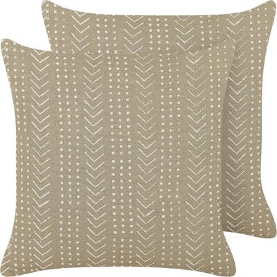 Beliani Coussins Décoratifs Taupe en Coton, Ensemble de 2 - Décor - Publicité Beliani Coussins Décoratifs Taupe en Coton, Ensemble de 2 - Décor - Publicité