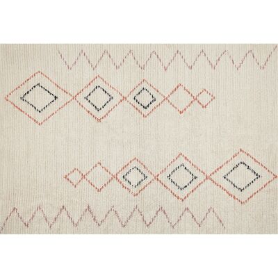 Alfombra de algodón beige 140 x 200 cm patrón geométrico a mano - Alfombra Alfombra de algodón beige 140 x 200 cm patrón geométrico a mano - Alfombra