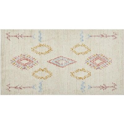 Alfombra de Algodón Beige - 80x150 cm, Patrón Geométrico Alfombra de Algodón Beige - 80x150 cm, Patrón Geométrico