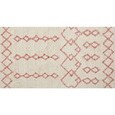 Alfombra de Algodón Beliani - 80 x 150 cm Rosa Beige Patrón Geométrico Alfombra de Algodón Beliani - 80 x 150 cm Rosa Beige Patrón Geométrico