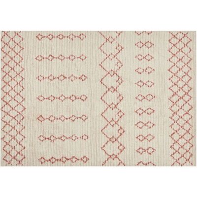 Beliani Baumwoll-Teppich - 140x200cm, Geometrisches Muster, Handgeknüpft - Teppich Beliani Baumwoll-Teppich - 140x200cm, Geometrisches Muster, Handgeknüpft - Teppich