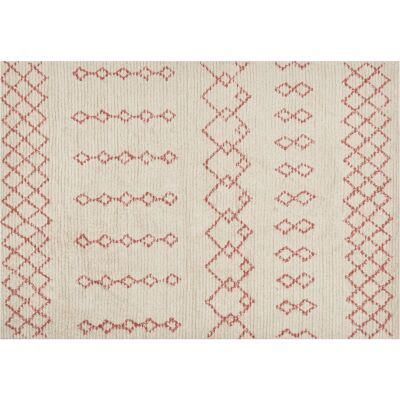 Alfombra de Algodón Rosa Beige Geométrica 160x230cm - Beliani Alfombra de Algodón Rosa Beige Geométrica 160x230cm - Beliani