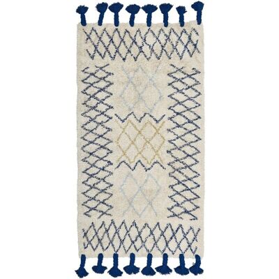 Beliani Alfombra de Algodón 80 x 150 cm Beige y Azul ERZINCAN - Alfombra Beliani Alfombra de Algodón 80 x 150 cm Beige y Azul ERZINCAN - Alfombra