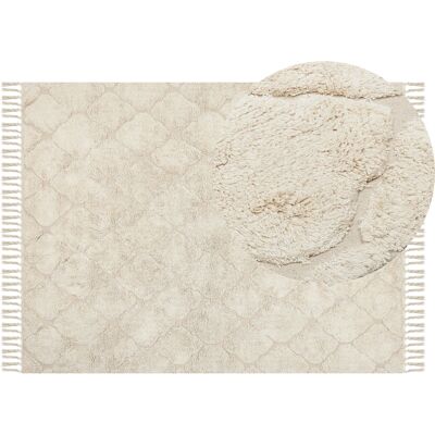 Beliani Alfombra de Algodón 140 x 200 cm Beige - Alfombra Beliani Alfombra de Algodón 140 x 200 cm Beige - Alfombra