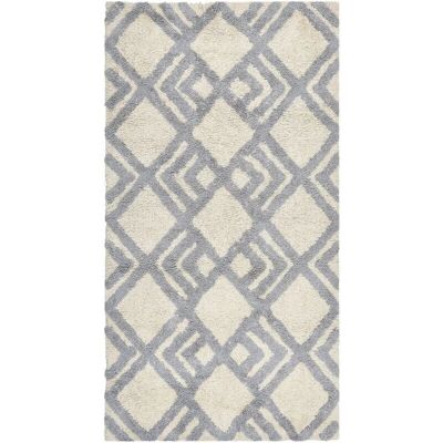 Alfombra de algodón 80 x 150 cm Beige y Gris - Alfombra Alfombra de algodón 80 x 150 cm Beige y Gris - Alfombra