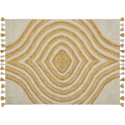 Alfombra de Algodón Beige y Amarillo - Rectangular 160x230cm Alfombra de Algodón Beige y Amarillo - Rectangular 160x230cm