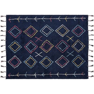 Alfombra de algodón Beliani - Patrón geométrico - 160x230cm - Negro Alfombra de algodón Beliani - Patrón geométrico - 160x230cm - Negro
