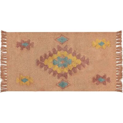 Alfombra de algodón naranja Beliani - Patrón geométrico estilo boho 80x150cm Alfombra de algodón naranja Beliani - Patrón geométrico estilo boho 80x150cm