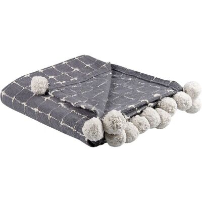 Beliani Baumwoll Grau Karierte Decke - Wohnaccessoire Beliani Baumwoll Grau Karierte Decke - Wohnaccessoire