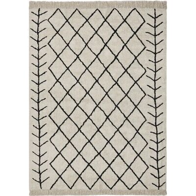 Alfombra de algodón beige y negro 160x230 - Estilo boho Alfombra de algodón beige y negro 160x230 - Estilo boho