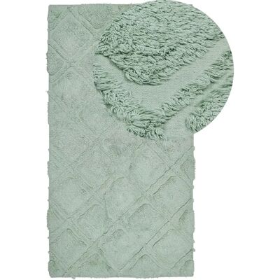 Alfombra de algodón verde Beliani - 80x150cm - Patrón geométrico Alfombra de algodón verde Beliani - 80x150cm - Patrón geométrico