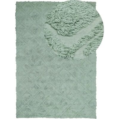 Alfombra de Algodón Verde Beliani - 160x230 cm - Patrón Geométrico Alfombra de Algodón Verde Beliani - 160x230 cm - Patrón Geométrico