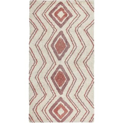 Alfombra de Algodón Beliani 80 x 150 cm Beige Rosa Patrón Geométrico - Alfombra Alfombra de Algodón Beliani 80 x 150 cm Beige Rosa Patrón Geométrico - Alfombra