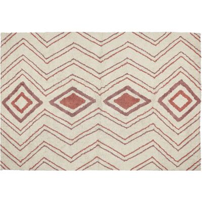 Alfombra de Algodón Beige Rosa - Patrón Geométrico Salón Alfombra de Algodón Beige Rosa - Patrón Geométrico Salón