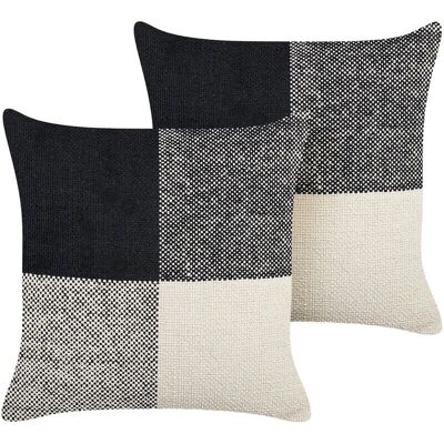 Beliani Cojines Decorativos de Algodón Patchwork Negro y Beige - Pack de 2 - Decoración Moderna y Tradicional Beliani Cojines Decorativos de Algodón Patchwork Negro y Beige - Pack de 2 - Decoración Moderna y Tradicional