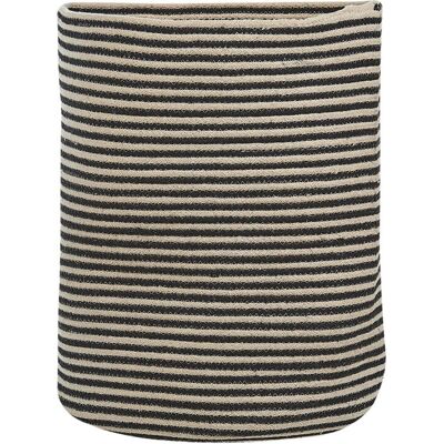 Cesta de almacenamiento Beliani - Cesta de algodón beige negro patrón a rayas - Solución de almacenamiento Cesta de almacenamiento Beliani - Cesta de algodón beige negro patrón a rayas - Solución de almacenamiento