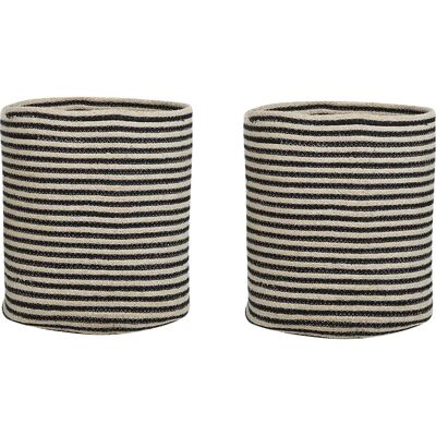 Beliani Ensemble de 2 paniers de rangement en coton beige et noir - Publicité Beliani Ensemble de 2 paniers de rangement en coton beige et noir - Publicité